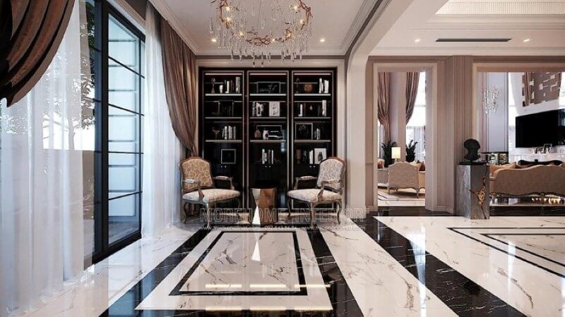 Bộ bàn ghế tân cổ điển cao cấp tạo nét đẹp sang trọng cho không gian đọc sách, thư giãn.